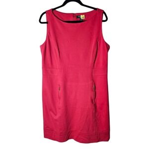Lauren Ralph Lauren Red Sheath Dress 16 Sleeveless Boat Neck Pockets Capsule